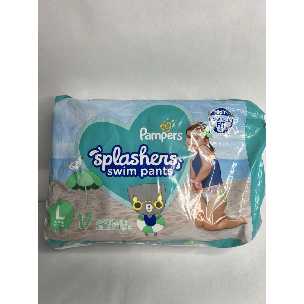 Pampers Splashers Swim Diapers Disposable Water Size Large   31‎ lb 17 Count